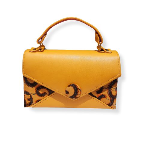 Sac à main wax et cuir JAUNE 008