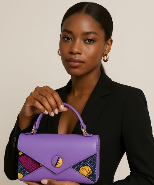 Sac à main wax et cuir VIOLET 008