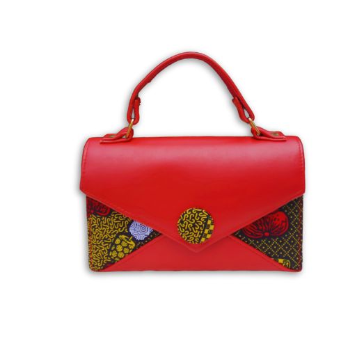 Sac à main wax et cuir ROUGE 008