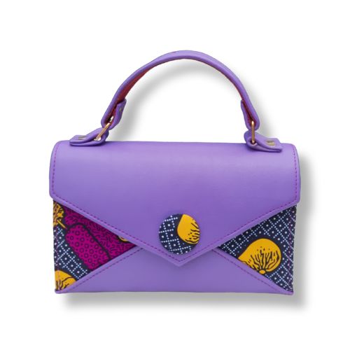 Sac à main wax et cuir  VIOLET  008