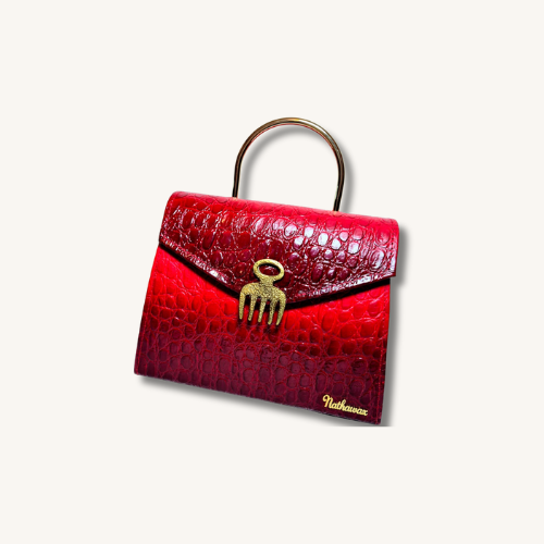 Sac Adinkra Croco Rouge dégradé ''La pièce signature''