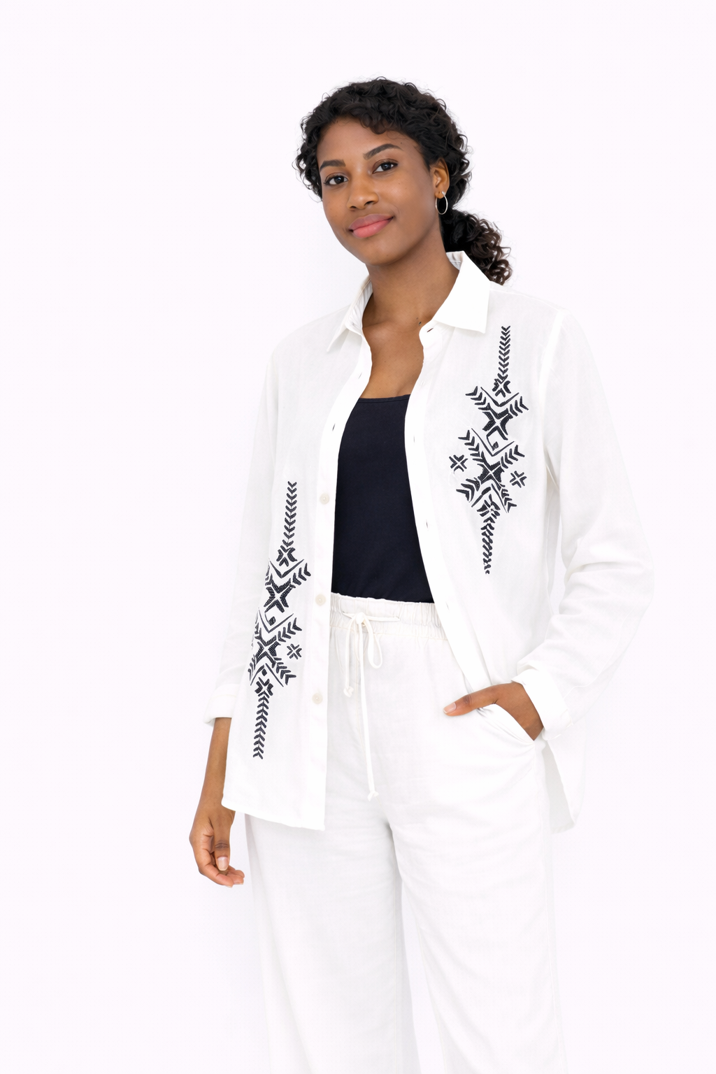 Ensemble lin blanc pantalon chemise et pantalon blanc